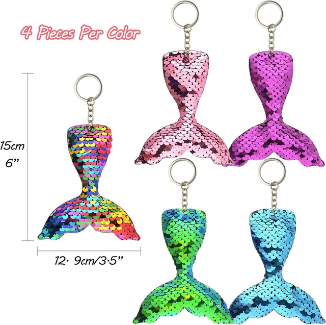 Alt view image 9 of 14 - FEPITO 20 PCS Glitter Mermaid Tail Keychains for DIY Projects and Crafts, Mermaid Sequins Keychains Under The Sea Birthday Party Supplies Gifts