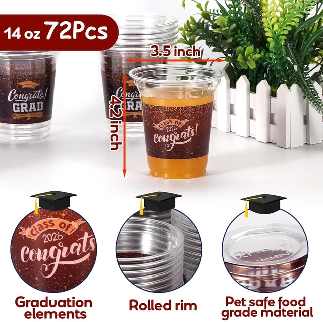 Alt view image 8 of 12 - Class of 2026 Decorations- 72 Pcs 14oz Maroon Graduation Plastic Cups for Party Graduation Cups Disposable Essential Grad Party Supplies Decorations