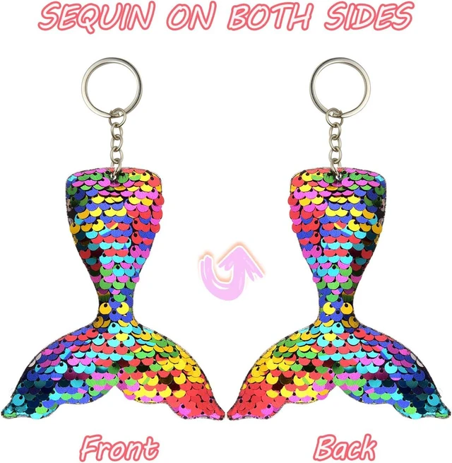 Alt view image 11 of 14 - FEPITO 20 PCS Glitter Mermaid Tail Keychains for DIY Projects and Crafts, Mermaid Sequins Keychains Under The Sea Birthday Party Supplies Gifts
