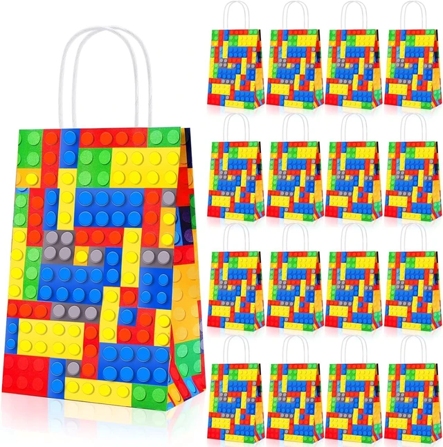 Alt view image 8 of 14 - Diomelu 24Pcs Building Block Party Favor Bags,Color Bricks Treat Candy Bags,Blocks Theme Party Gift Bags with Handles,Building Blocks Party Bag for Themed Party Supplies Birthday Decorations