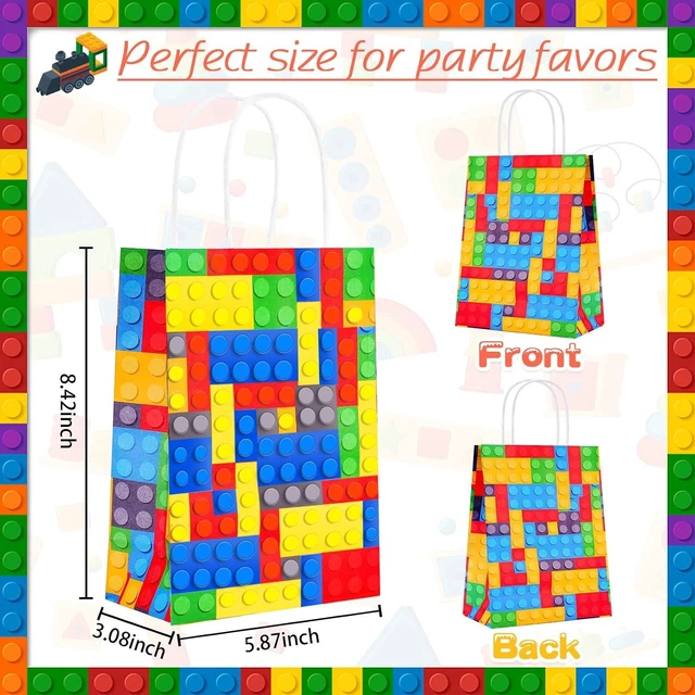 Alt view image 10 of 14 - Diomelu 24Pcs Building Block Party Favor Bags,Color Bricks Treat Candy Bags,Blocks Theme Party Gift Bags with Handles,Building Blocks Party Bag for Themed Party Supplies Birthday Decorations