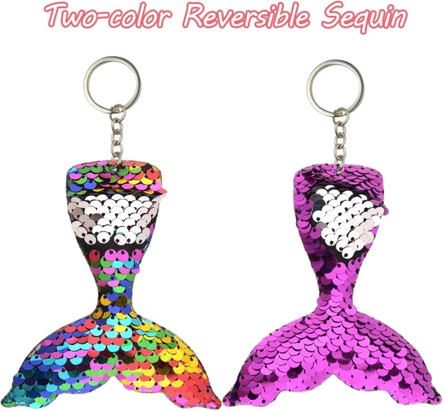 Alt view image 12 of 14 - FEPITO 20 PCS Glitter Mermaid Tail Keychains for DIY Projects and Crafts, Mermaid Sequins Keychains Under The Sea Birthday Party Supplies Gifts