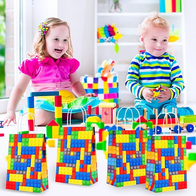 Alt view image 14 of 14 - Diomelu 24Pcs Building Block Party Favor Bags,Color Bricks Treat Candy Bags,Blocks Theme Party Gift Bags with Handles,Building Blocks Party Bag for Themed Party Supplies Birthday Decorations