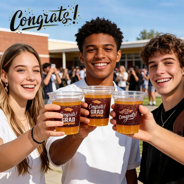 Alt view image 11 of 12 - Class of 2026 Decorations- 72 Pcs 14oz Maroon Graduation Plastic Cups for Party Graduation Cups Disposable Essential Grad Party Supplies Decorations