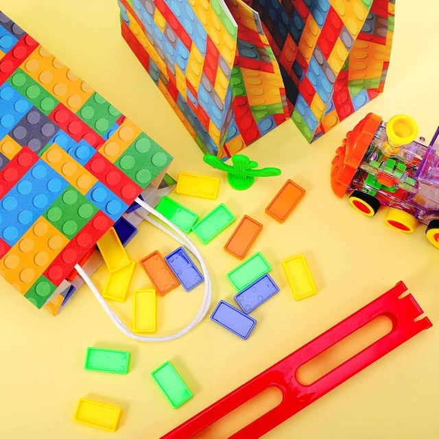 Alt view image 13 of 14 - Diomelu 24Pcs Building Block Party Favor Bags,Color Bricks Treat Candy Bags,Blocks Theme Party Gift Bags with Handles,Building Blocks Party Bag for Themed Party Supplies Birthday Decorations