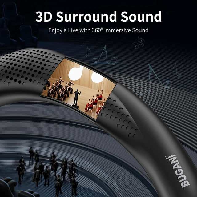 Alt view image 10 of 14 - Neckband Speaker, BUGANI Wireless Neck Bluetooth Speaker True 3D Stereo Sound, Lightweight Personal Body Sport Speakers with 24H Playtime