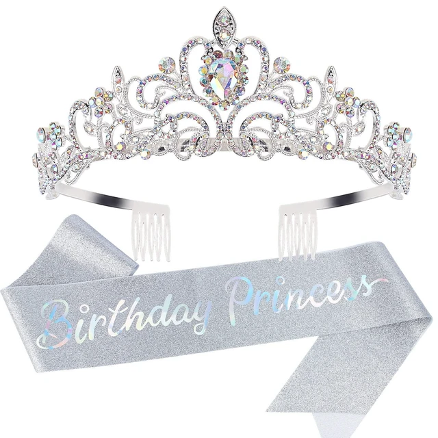 Alt view image 6 of 10 - Princess Crown, Happy Birthday Tiara, Girl Sash for Women, Cake Popper, Birthday Party Decorations for Women, Headband Accessories