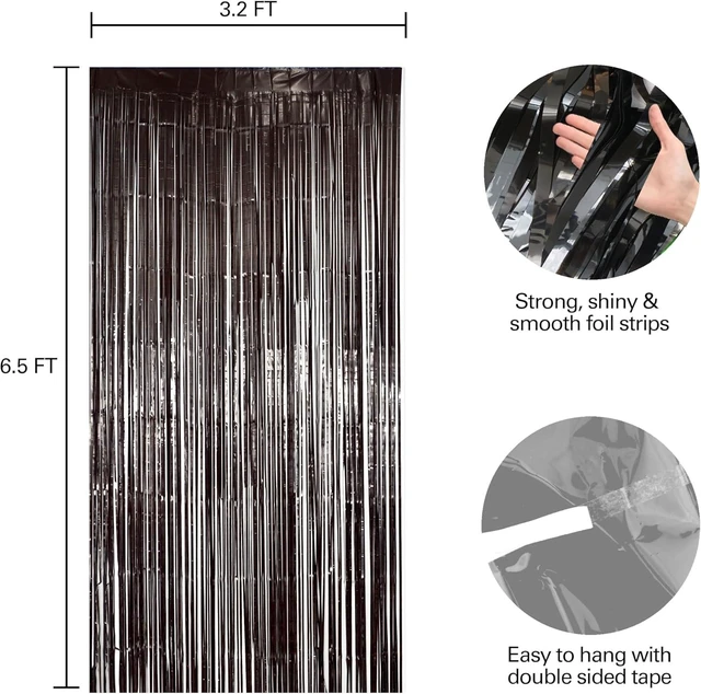 Alt view image 9 of 14 - Hampton Distribution 10 Pack Black Fringe Backdrop, Black Streamers Party Backdrop, Party Decorations Supplies for Birthday, Holidays, Parties & More