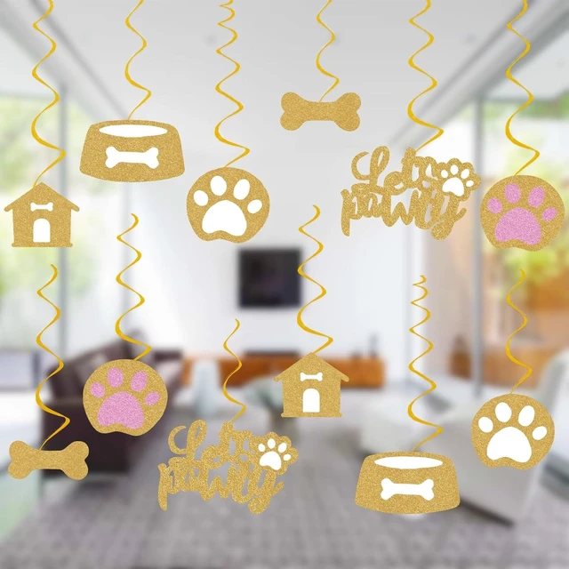 Alt view image 8 of 12 - Puppy Dog Party Decoration Let's Pawty Birthday Party Streamers Dog Paw Bday Party Hanging Swrils Decoration 24pcs Party Decor Banner Supplies, Assembled and Ready to Use