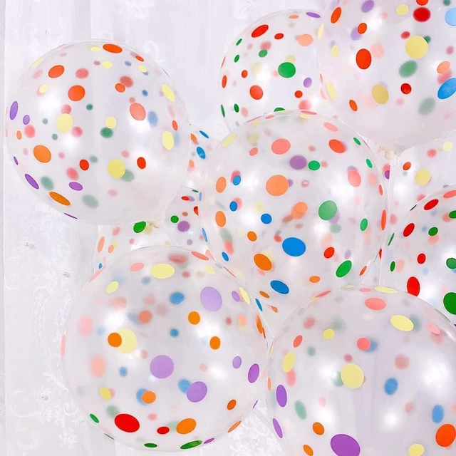 Alt view image 7 of 12 - 50 Pieces Polka Dot Balloons, 12 Inch Rainbow Balloons, Clear Latex Balloon with Multicolor Dots for Women Men Colorful Birthday Decoration, Party Supplies, Engagement Wedding Party