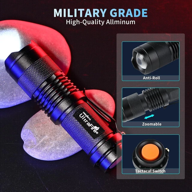 Alt view image 9 of 14 - ULTRAFIRE 5 Pack SK68 Tactical and Small Flashlights,7w 3-Mode Pocket Torch Adjustable Focus Zoom Light Lamp