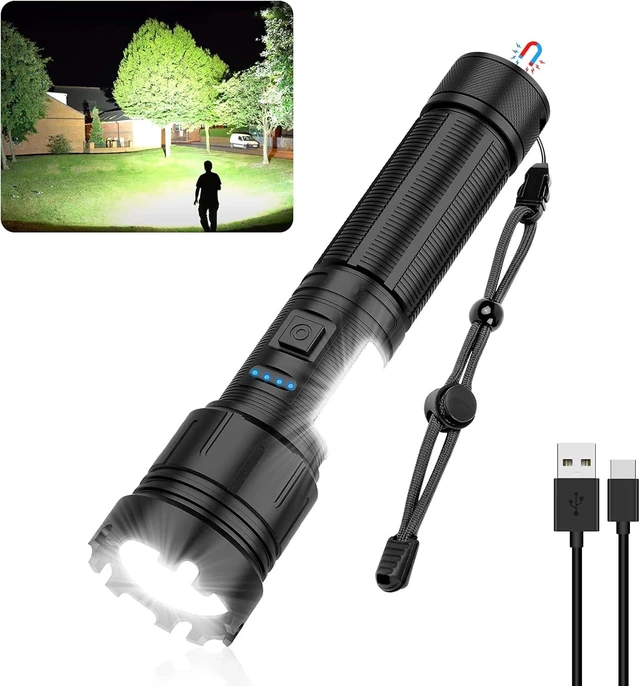 Alt view image 7 of 12 - Magnetic Rechargeable Flashlight High Lumens, Super Bright LED Flash Light with COB Work Light, USB C, 7 Modes, Zoomable, IPX6 Waterproof Tactical Pocket Flashlights for Emergency Camping