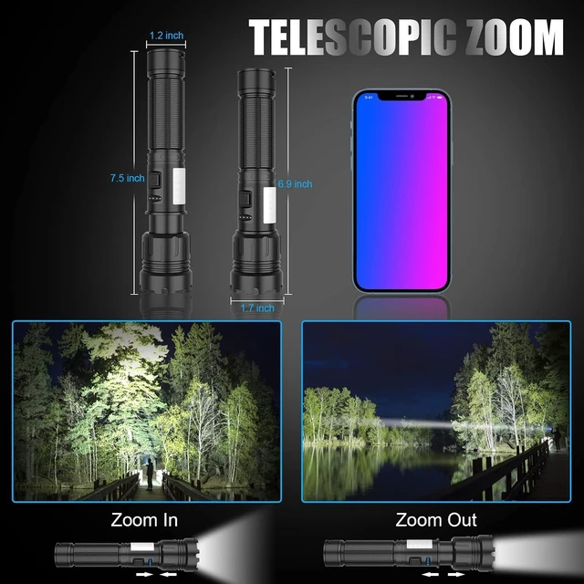 Alt view image 12 of 12 - Magnetic Rechargeable Flashlight High Lumens, Super Bright LED Flash Light with COB Work Light, USB C, 7 Modes, Zoomable, IPX6 Waterproof Tactical Pocket Flashlights for Emergency Camping