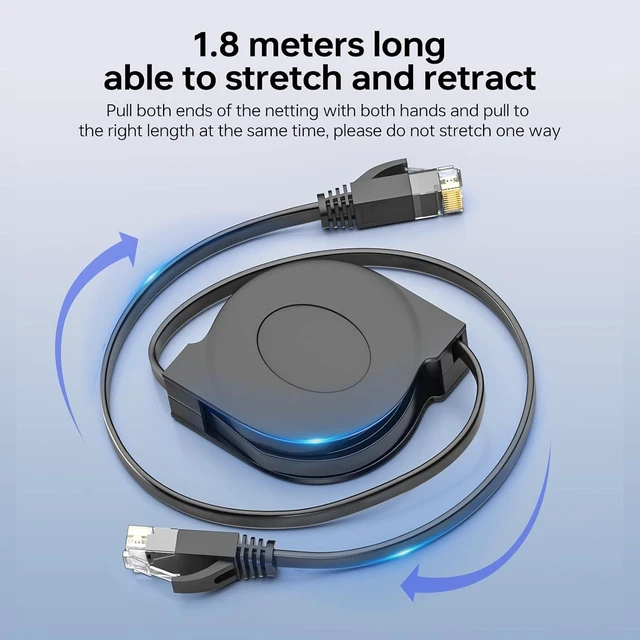 Alt view image 10 of 14 - Retractable Ethernet Cable Cat6 5.9 ft Ethernet Cable 2 Pack Flat LAN Cable High Speed Outdoor Ethernet Patch Cord for Laptop Travel (5.9 feet(1.8M))