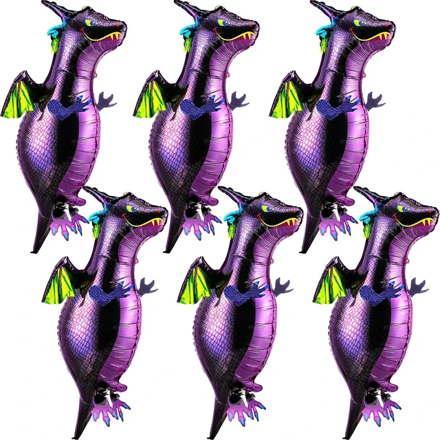 Alt view image 8 of 14 - Sumind 6 Pieces Dragon Balloons Aluminum Foil Flying Magic Dragon Balloons for Medieval Theme Birthday Baby Shower Fantasy Party Supplies
