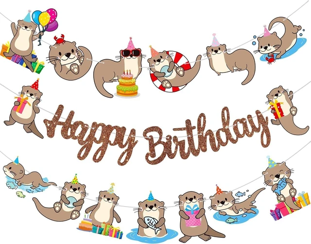 Alt view image 8 of 14 - Cute Otter Birthday Party Decorations Brown Happy Birthday Banner Sea Otter Theme Garland Sea Animal Birthday Banner Decorations for Sea and River Otter Party Ocean Theme Baby Shower Supplies