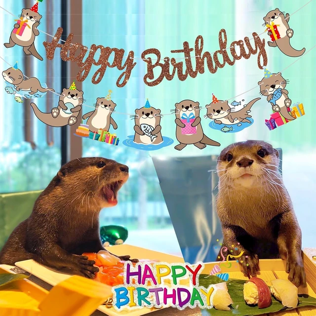 Alt view image 13 of 14 - Cute Otter Birthday Party Decorations Brown Happy Birthday Banner Sea Otter Theme Garland Sea Animal Birthday Banner Decorations for Sea and River Otter Party Ocean Theme Baby Shower Supplies