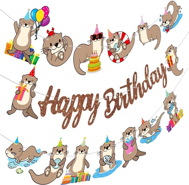 Alt view image 9 of 14 - Cute Otter Birthday Party Decorations Brown Happy Birthday Banner Sea Otter Theme Garland Sea Animal Birthday Banner Decorations for Sea and River Otter Party Ocean Theme Baby Shower Supplies