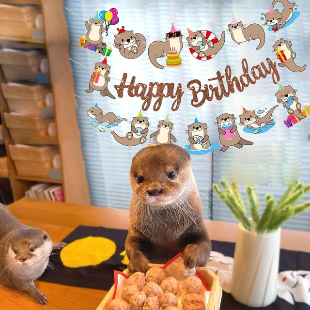 Alt view image 14 of 14 - Cute Otter Birthday Party Decorations Brown Happy Birthday Banner Sea Otter Theme Garland Sea Animal Birthday Banner Decorations for Sea and River Otter Party Ocean Theme Baby Shower Supplies