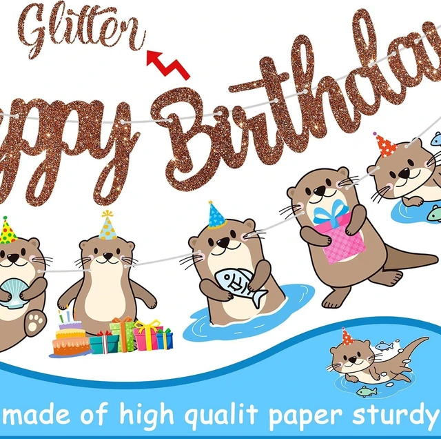 Alt view image 12 of 14 - Cute Otter Birthday Party Decorations Brown Happy Birthday Banner Sea Otter Theme Garland Sea Animal Birthday Banner Decorations for Sea and River Otter Party Ocean Theme Baby Shower Supplies