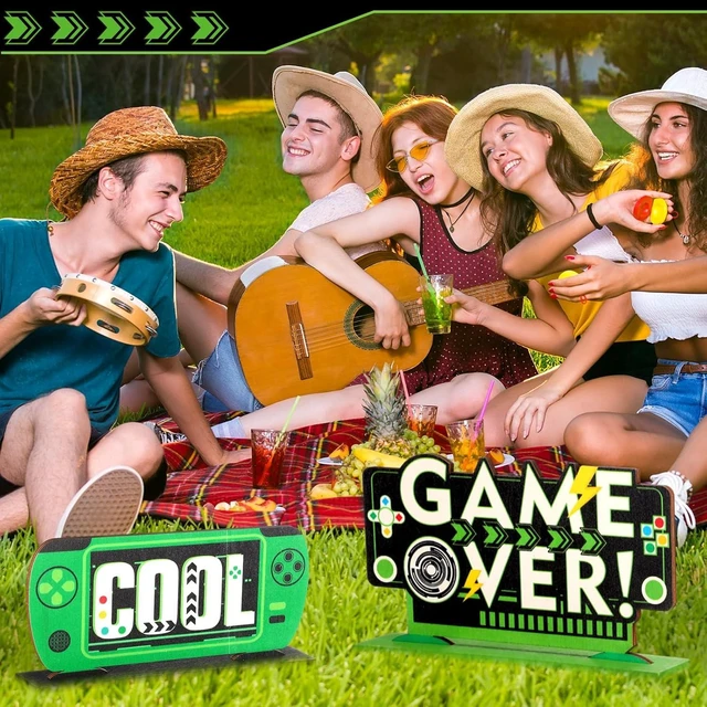 Alt view image 12 of 12 - Geetery 6 Pcs Video Game Party Centerpieces Wood Level up Birthday Decorations Gaming Desk Decor Pixelated Table Sign for Adults Birthday Party Theme Fans Supplies(Green)