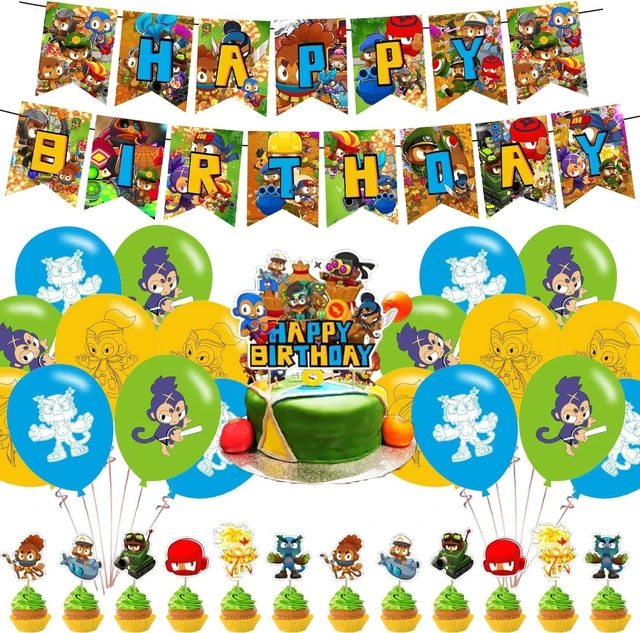 Alt view image 8 of 14 - Bloons TD 6 Birthday Party Decorations, Bloons TD Video Game Party Supplies set with Happy Birthday Banner, Cake Cupcake Toppers, Balloons for Fans Adults Party Decorations