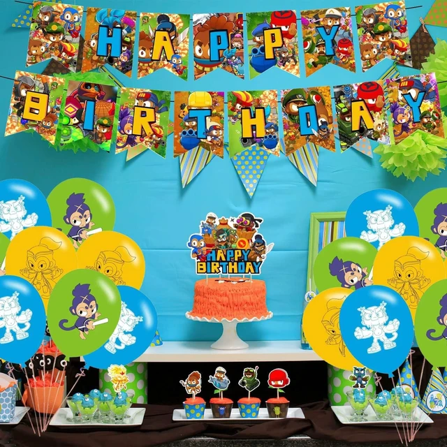 Alt view image 12 of 14 - Bloons TD 6 Birthday Party Decorations, Bloons TD Video Game Party Supplies set with Happy Birthday Banner, Cake Cupcake Toppers, Balloons for Fans Adults Party Decorations