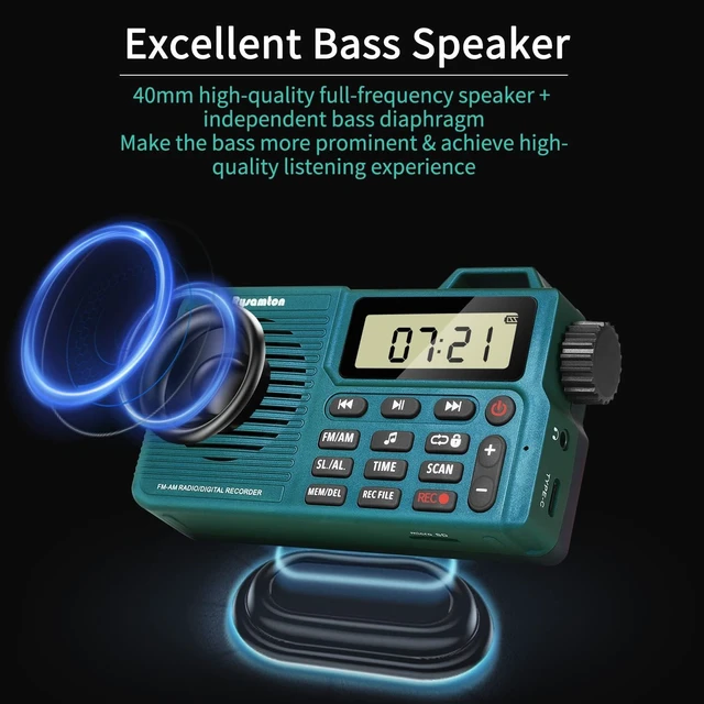 Alt view image 11 of 14 - Portable AM/FM Radio, Digital Radio Recorder, Bluetooth 5.0, Alarm and Sleep Function, 12/24H Time Display with Large Digital Display