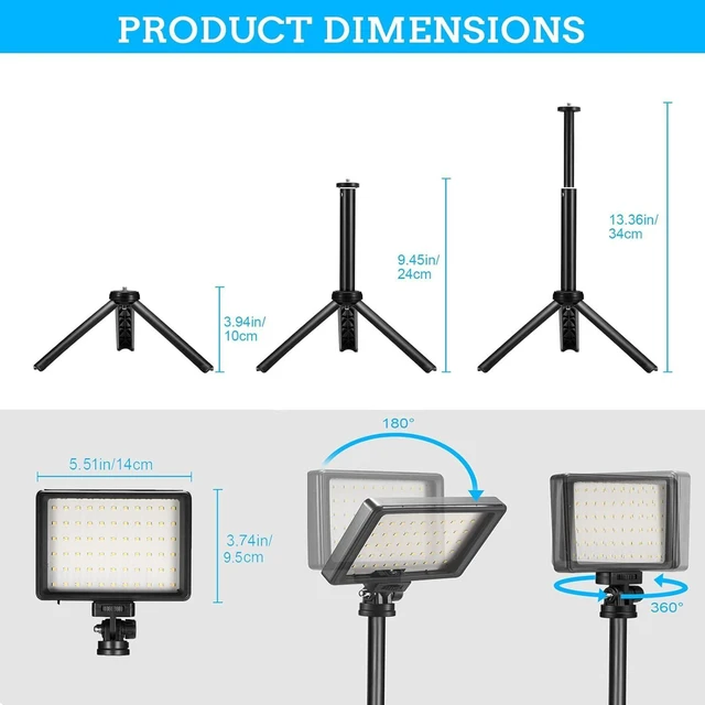 Alt view image 9 of 14 - LED Video Light 2-Pack, 5600K Dimmable USB Photo Lights with Mini Tripod and Colored Filters for Photo Studios, Small Angle Shooting, Video Recording, Game Streaming