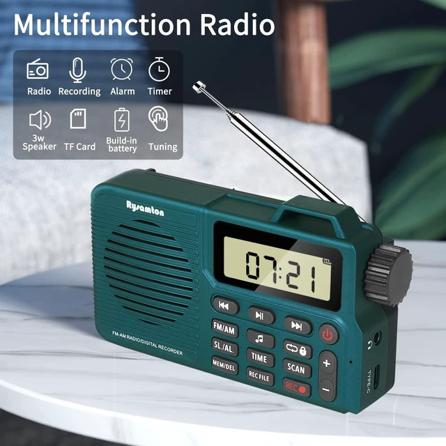 Alt view image 9 of 14 - Portable AM/FM Radio, Digital Radio Recorder, Bluetooth 5.0, Alarm and Sleep Function, 12/24H Time Display with Large Digital Display