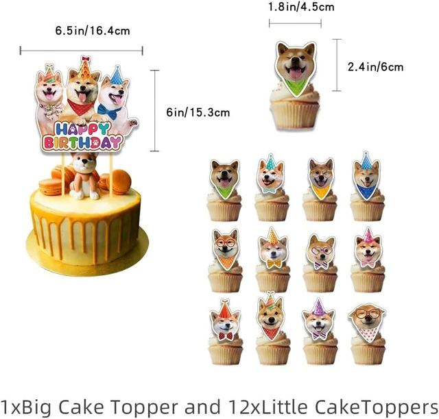 Alt view image 9 of 10 - Shiba Inu Party Decorations Suit Cute Shiba Inu Theme Birthday Banner Hanging Swirl Party Cake Topper Balloons Cupcake Toppers Shiba Inu Birthday Party Supplies With Different Dog Faces