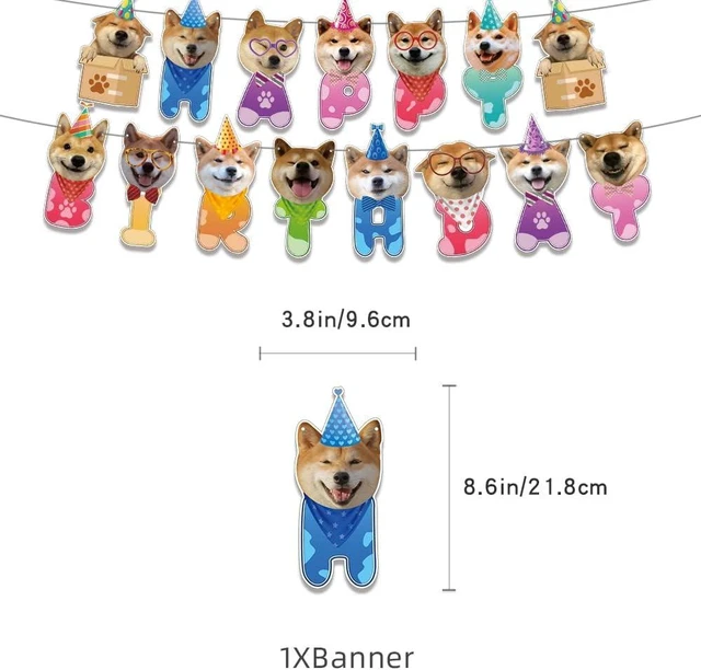 Alt view image 7 of 10 - Shiba Inu Party Decorations Suit Cute Shiba Inu Theme Birthday Banner Hanging Swirl Party Cake Topper Balloons Cupcake Toppers Shiba Inu Birthday Party Supplies With Different Dog Faces
