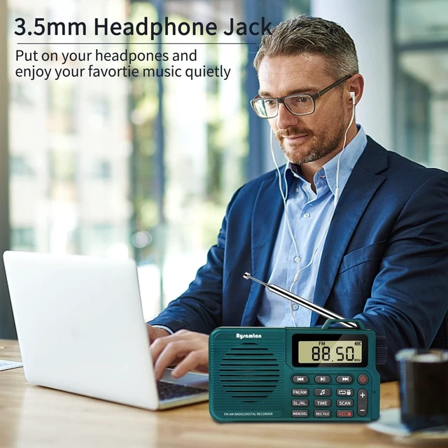 Alt view image 14 of 14 - Portable AM/FM Radio, Digital Radio Recorder, Bluetooth 5.0, Alarm and Sleep Function, 12/24H Time Display with Large Digital Display