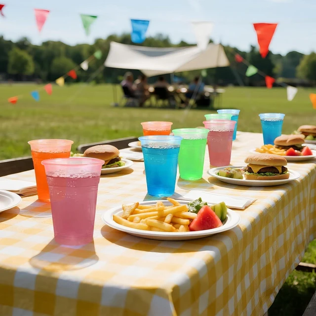 Alt view image 10 of 14 - WYTAOHZL 100 Pack 12 Oz Neon Plastic Cups Glowing Plastic Neon Cups for Party Disposable Cup for Wedding Birthday and Party