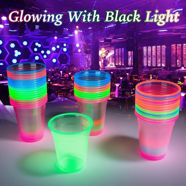 Alt view image 12 of 14 - WYTAOHZL 100 Pack 12 Oz Neon Plastic Cups Glowing Plastic Neon Cups for Party Disposable Cup for Wedding Birthday and Party