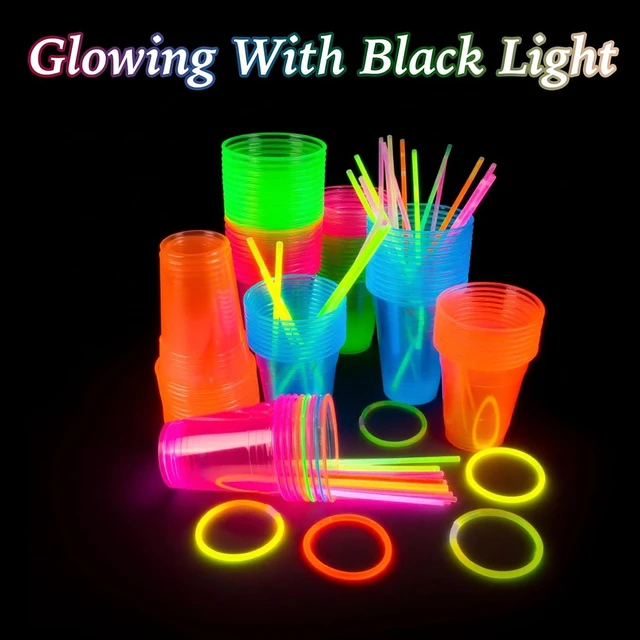 Alt view image 13 of 14 - WYTAOHZL 100 Pack 12 Oz Neon Plastic Cups Glowing Plastic Neon Cups for Party Disposable Cup for Wedding Birthday and Party