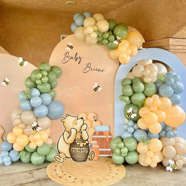 Alt view image 6 of 10 - Classic Winnie Cutouts and Green Balloons Arch Kit Set Pastel Balloons for Pooh Baby Shower Decorations Birthday Party Supplies