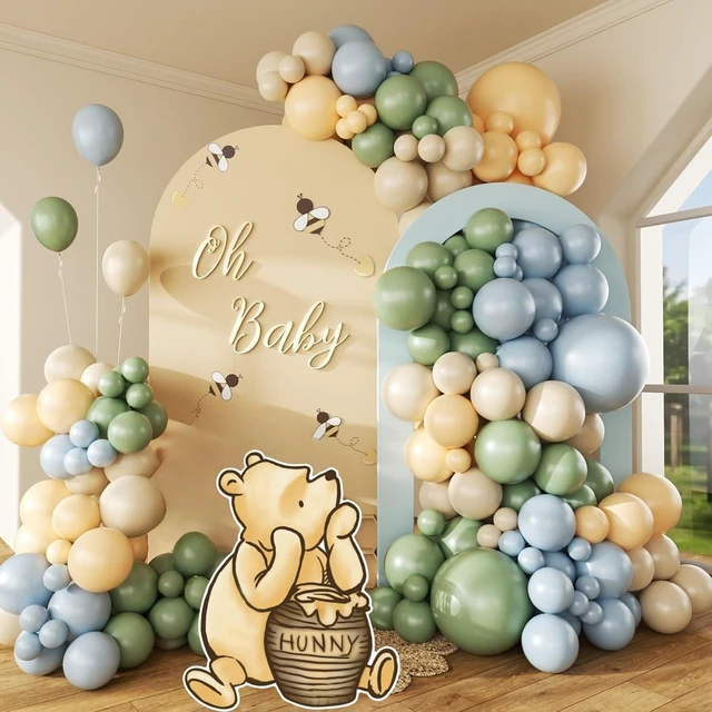 Alt view image 9 of 10 - Classic Winnie Cutouts and Green Balloons Arch Kit Set Pastel Balloons for Pooh Baby Shower Decorations Birthday Party Supplies
