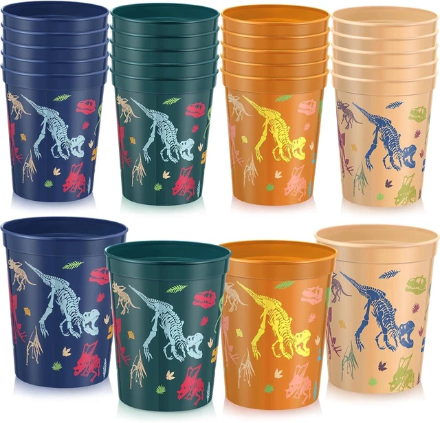 Alt view image 8 of 14 - Nuanchu 24 Pack Dinosaur Party Plastic Cups 16 oz Birthday Supplies Dinosaur Tumbler Cup Reusable Plastic Cup for Kid Party Favor Decoration 4 Color