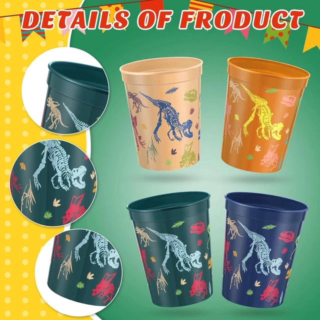 Alt view image 10 of 14 - Nuanchu 24 Pack Dinosaur Party Plastic Cups 16 oz Birthday Supplies Dinosaur Tumbler Cup Reusable Plastic Cup for Kid Party Favor Decoration 4 Color