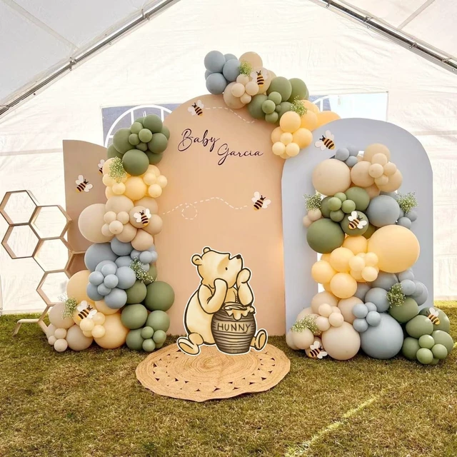 Alt view image 10 of 10 - Classic Winnie Cutouts and Green Balloons Arch Kit Set Pastel Balloons for Pooh Baby Shower Decorations Birthday Party Supplies