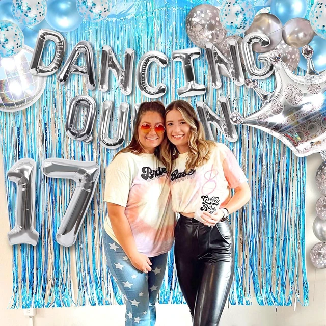 Alt view image 13 of 14 - 37 PCS Dancing Queen 17 Balloons Dancing Queen Mamma Mia Party Decorations 17 Birthday Party Decoration Sliver Blue 17 Birthday Decoration Mamma Mia Party Supplies