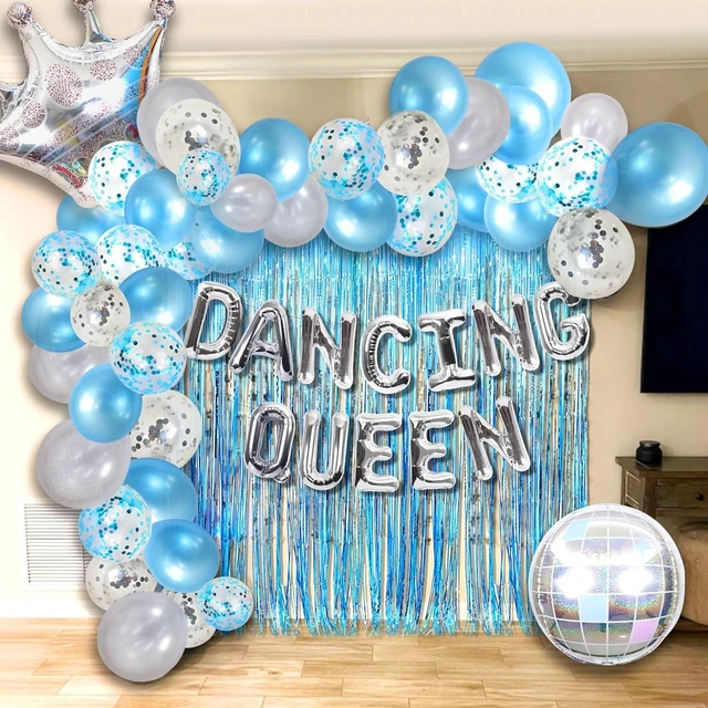 Alt view image 12 of 14 - 37 PCS Dancing Queen 17 Balloons Dancing Queen Mamma Mia Party Decorations 17 Birthday Party Decoration Sliver Blue 17 Birthday Decoration Mamma Mia Party Supplies