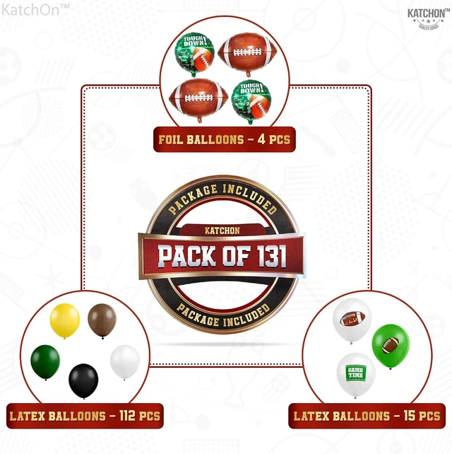 Alt view image 9 of 12 - KatchOn, Football Balloons Arch Kit - Huge, Pack of 131 | Football Party Supplies for Football Party Decorations | Touch Down Balloons, Football Balloons, Football Birthday Party Decorations