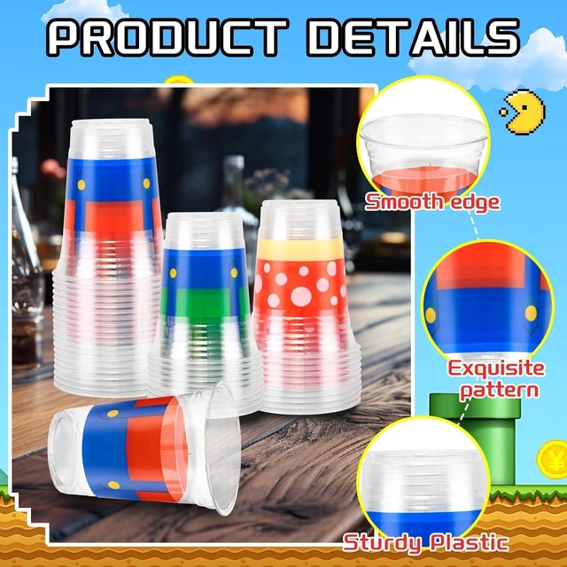 Alt view image 10 of 14 - 60 Pcs 16oz Blue Red Party Decorations Cups, Cartoon Theme Disposable Cups Themed Birthday Drinkware Supplies & Holiday Party Coffee Wine Tea Drinks