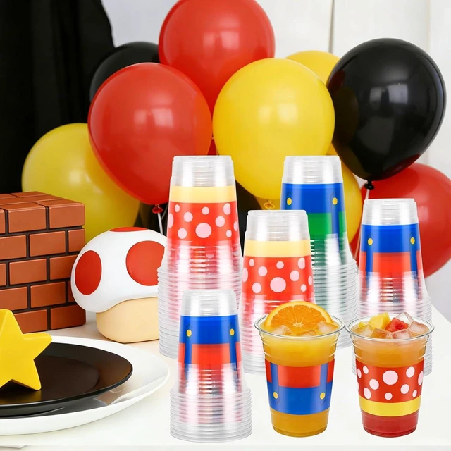 Alt view image 11 of 14 - 60 Pcs 16oz Blue Red Party Decorations Cups, Cartoon Theme Disposable Cups Themed Birthday Drinkware Supplies & Holiday Party Coffee Wine Tea Drinks