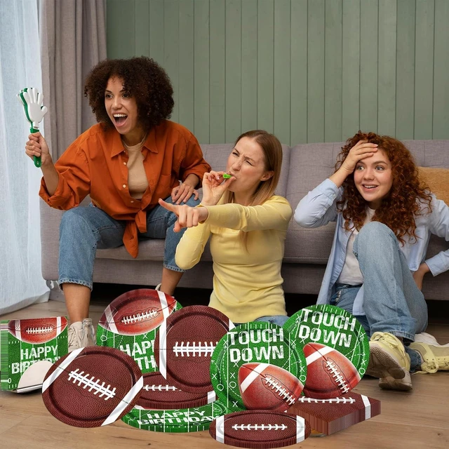 Alt view image 9 of 12 - Football Party Supplies Paper Plates and Napkins for Football Birthday Party Football Gameday Tailgate Party, Football Theme Party Decoration, Serve 25