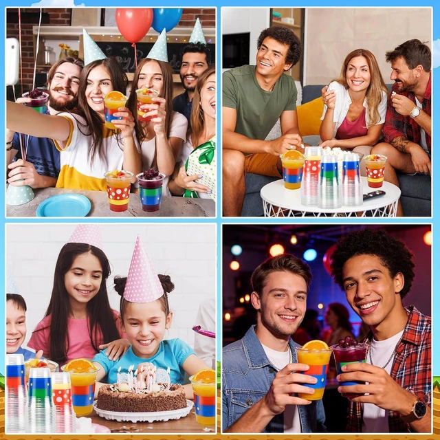 Alt view image 14 of 14 - 60 Pcs 16oz Blue Red Party Decorations Cups, Cartoon Theme Disposable Cups Themed Birthday Drinkware Supplies & Holiday Party Coffee Wine Tea Drinks