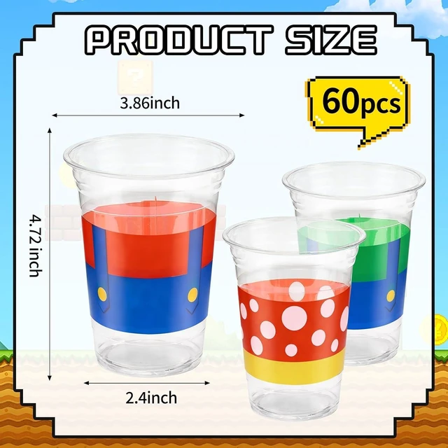 Alt view image 9 of 14 - 60 Pcs 16oz Blue Red Party Decorations Cups, Cartoon Theme Disposable Cups Themed Birthday Drinkware Supplies & Holiday Party Coffee Wine Tea Drinks