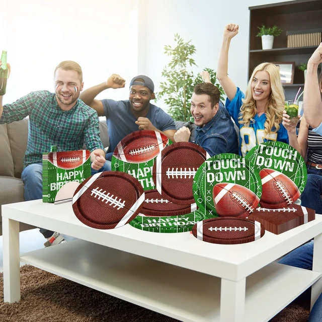 Alt view image 8 of 12 - Football Party Supplies Paper Plates and Napkins for Football Birthday Party Football Gameday Tailgate Party, Football Theme Party Decoration, Serve 25